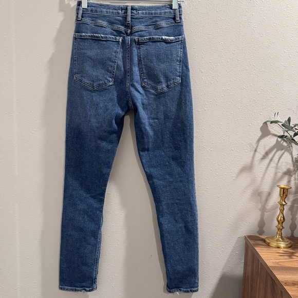 Agolde Women’s 25 Blue Nico High Rise Slim Fit Button Fly Distressed Denim Jeans - Picture 2 of 6